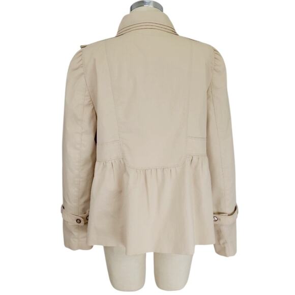 Zara Woman Cotton Blend Double Breasted Cropped Peplum Trench Coat Size XL Beige - Picture 2 of 10